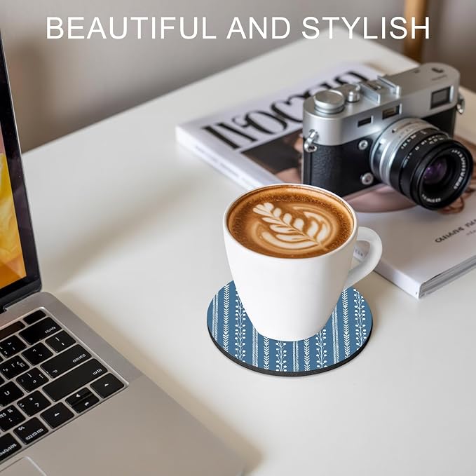 Blue Striped Coasters Set of 6, Absorbent Coasters - Image 7