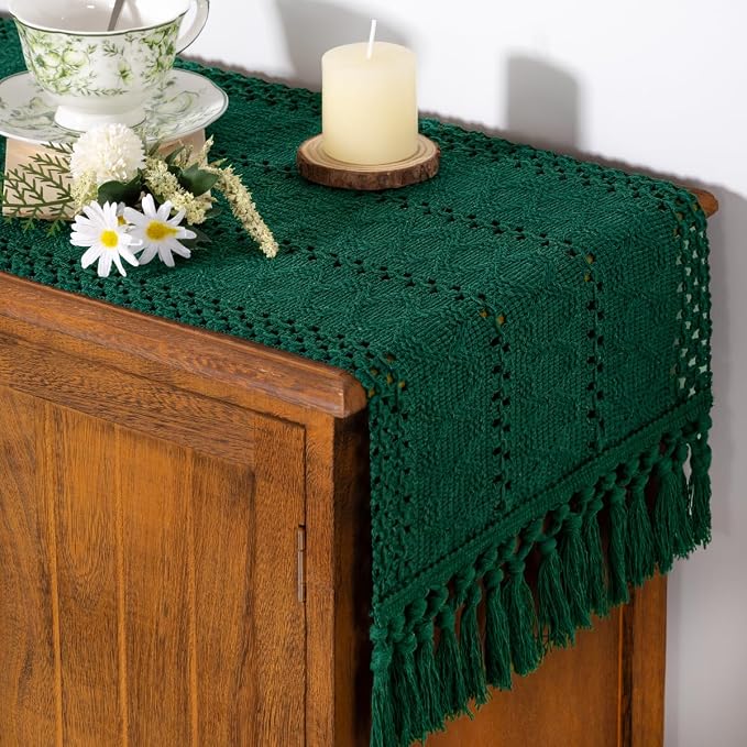 Boho Table Runner Summer Farmhouse Rustic Dining Dresser Scarf Home Decor | - Image 2