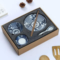 Gegong Blue and White Porcelain Dinnerware Set, Chopsticks, Service by Gegong