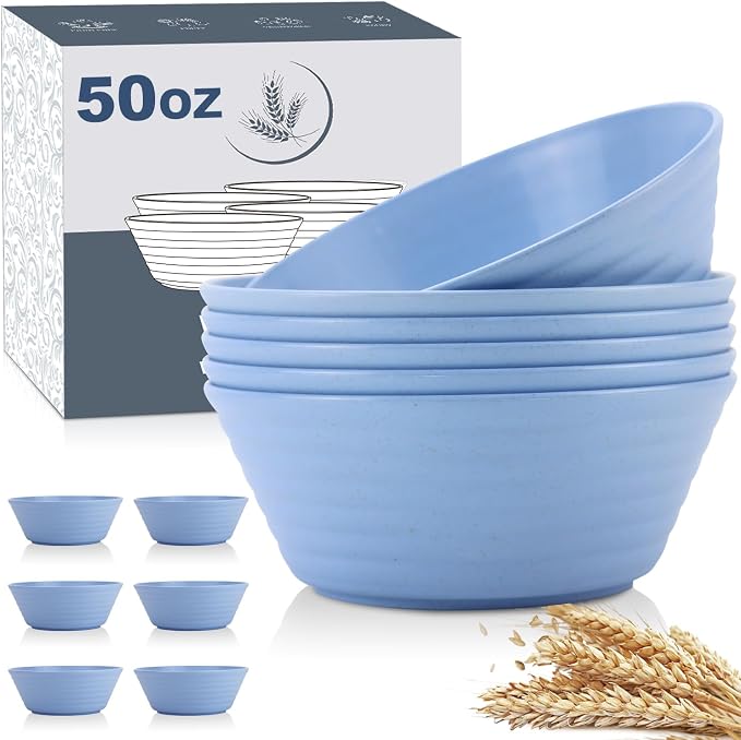Wheat Straw Bowl Sets, Microwave and Dishwasher Safe Bowls, Super Big Bowl Sets by WROVA