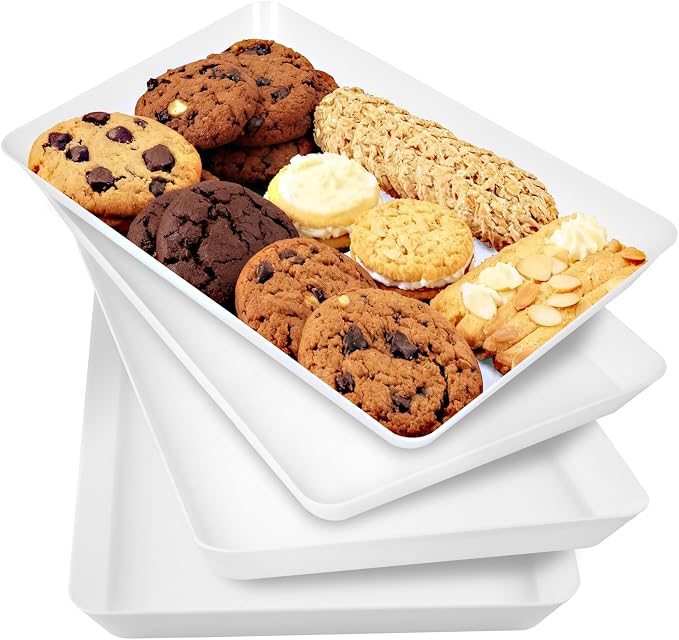 DCA 4 Pack White Serving Trays for Entertaining, BBQ & Parties | Grilling by DCA
