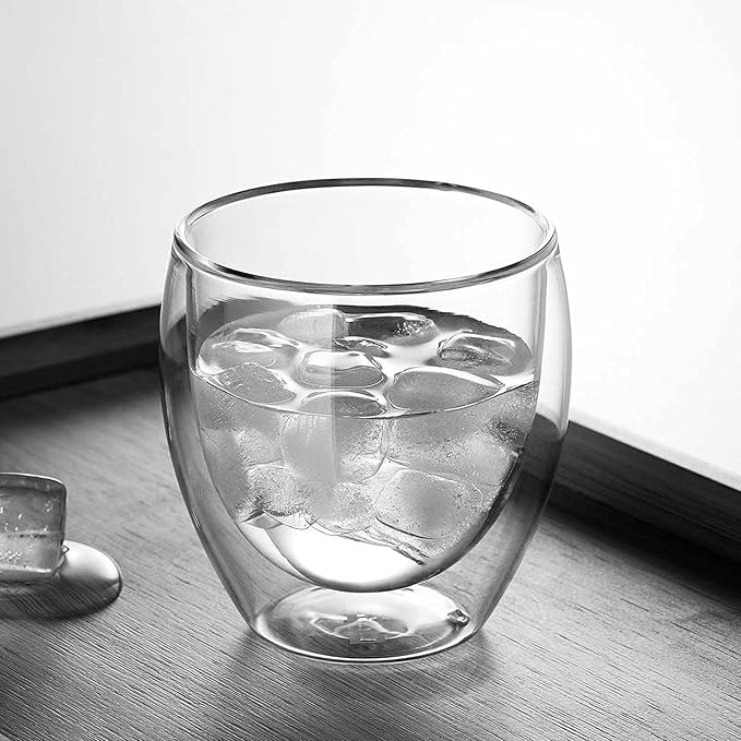 8oz Glass Coffee Mugs Set of 2, Double Walled Espresso Cups - Image 3