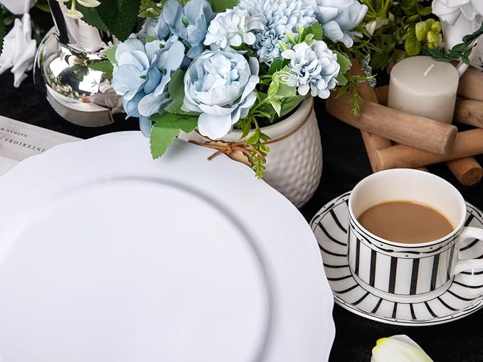60 Pcs White Gold Dinner Plates - Image 9