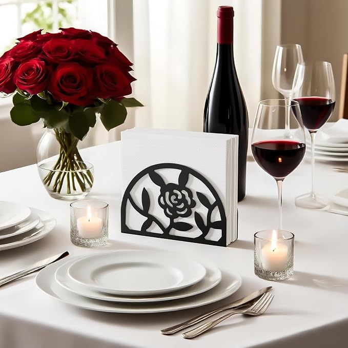 Epicano Napkin Holder for Table, Metal Rose Standing Napkin Holderfor Kitchen - Image 6