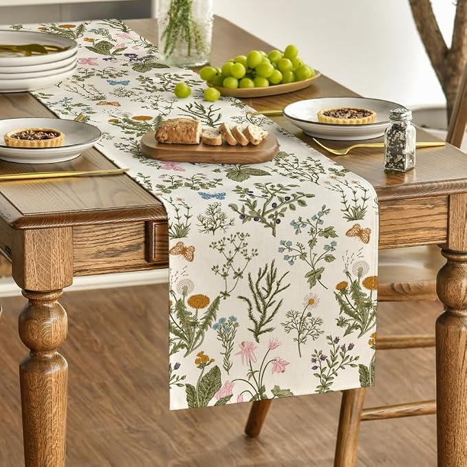 Artoid Mode Wildflowers Floral Spring Table Runner, Butterfly Seasonal Summer - Image 3