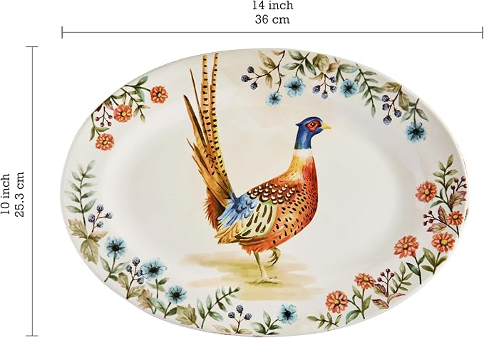 Bico Autumn Birds 16 plus 14 inch Oval Platters Set, Microwave and Dishwasher - Image 2