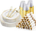 Bestluck 175PCS Gold Disposable Dinnerware by Bestluck