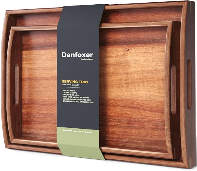 Acacia Wood Set of 2 Serving Trays by DANFOXER