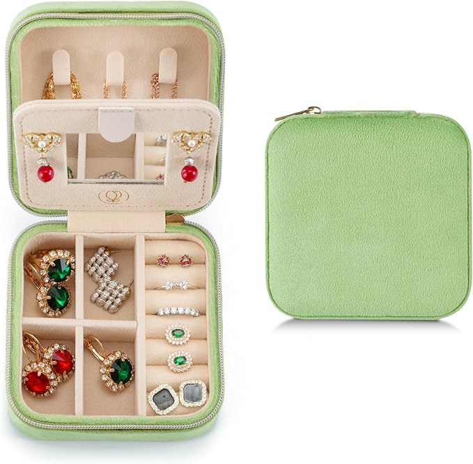 ZPROW Plush Velvet Travel Jewelry Case, Travel Jewelry Organizer, Jewelry by ZPROW