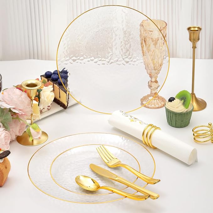 150 Pcs Clear Plastic Dinnerware Set, Disposable Plates - Image 6