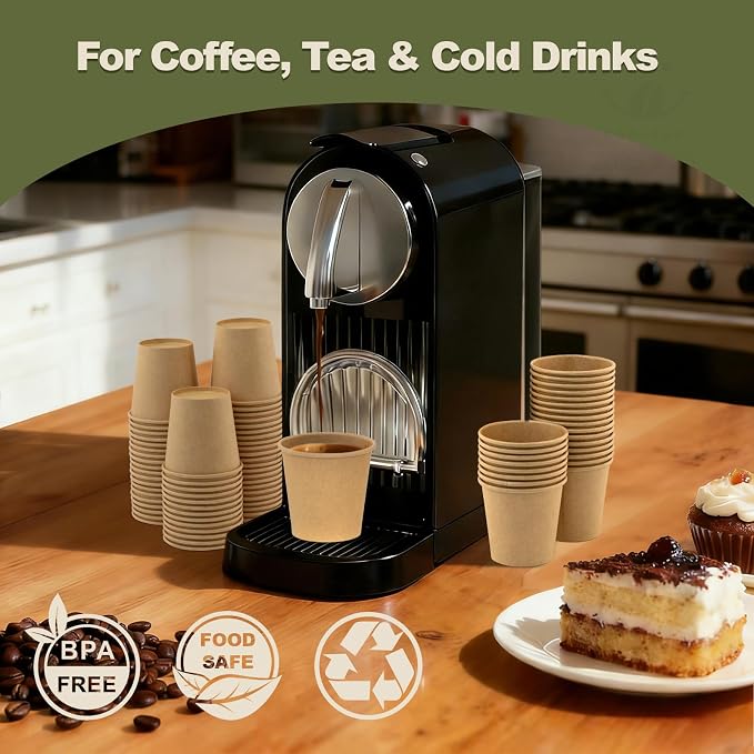 5 oz 600 Pack Disposable Coffee Cups, Bulk Brown Disposable Paper Cups - Image 2
