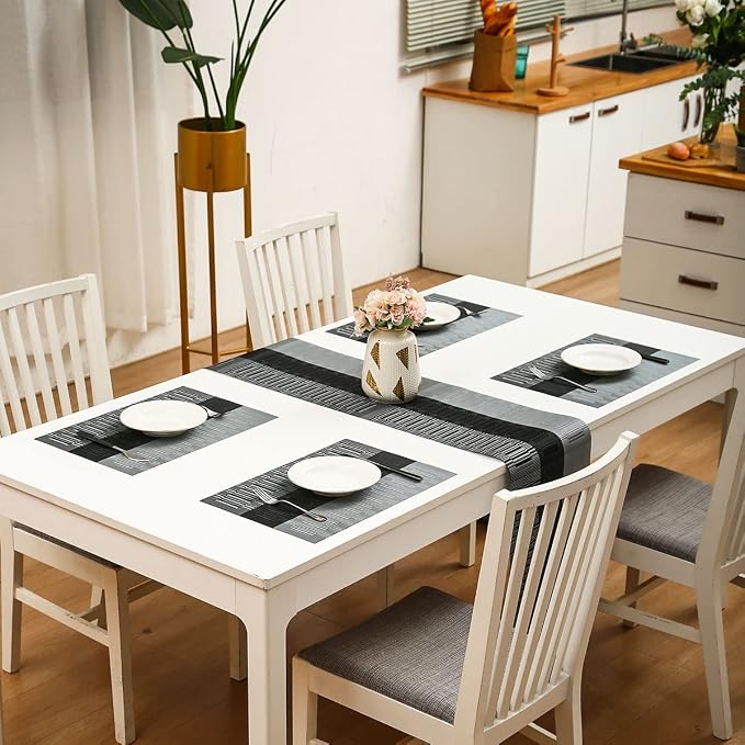 HeloHo Black Placemats Set of 4 Heat-Resistant Washable Place Mats Non-Slip - Image 6