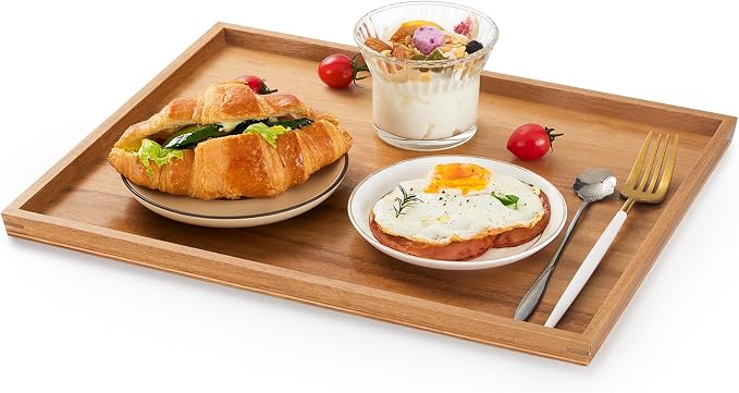 SimpleArt Acacia Wood Serving Tray: Large Rectangular Platter by SimpleArt