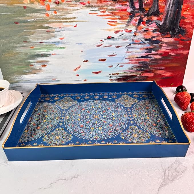 Boho Blue Decorative Tray, Serving Tray - Image 2