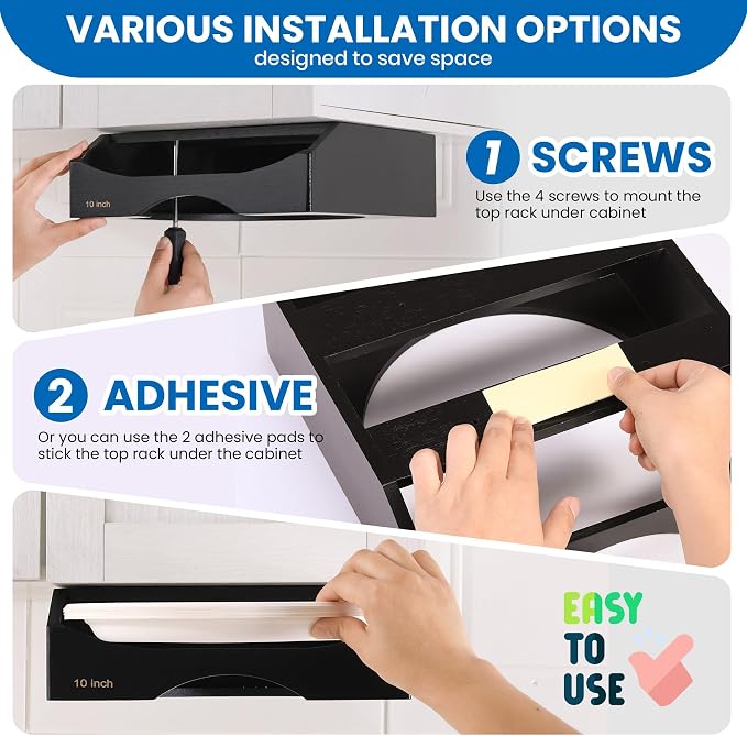 10-inch Paper Plate Dispenser Under Cabinet, Bamboo Paper Plate Holders - Image 6