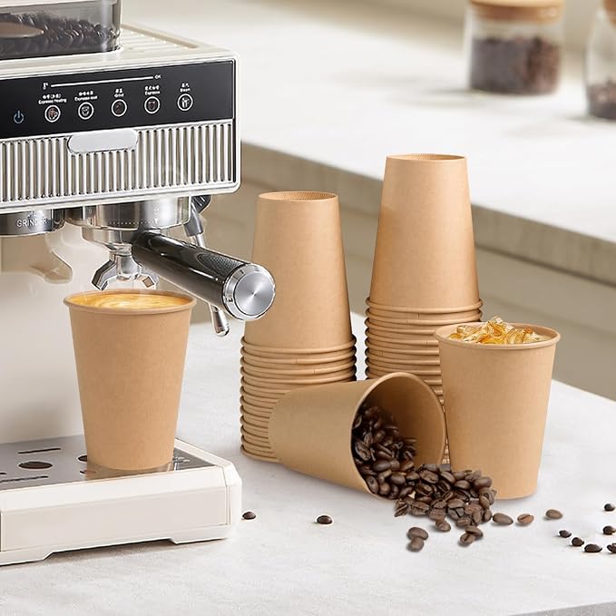 BYSNOW 300 Pack 12 oz Kraft Paper Cups, Disposable Coffee Hot Water Cups | - Image 4