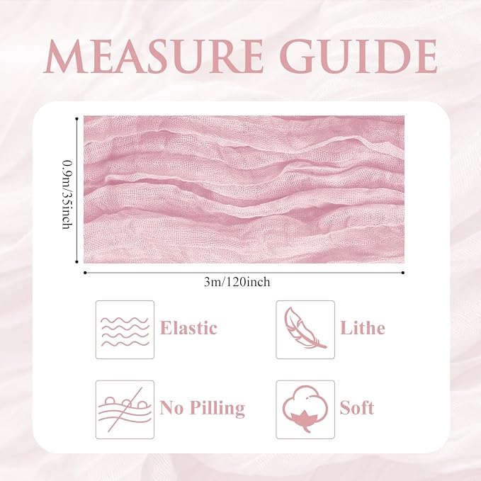 Cheesecloth Table Runner 10FT 6Pcs Blushing Pink Boho Gauze Runners | Cheese - Image 2