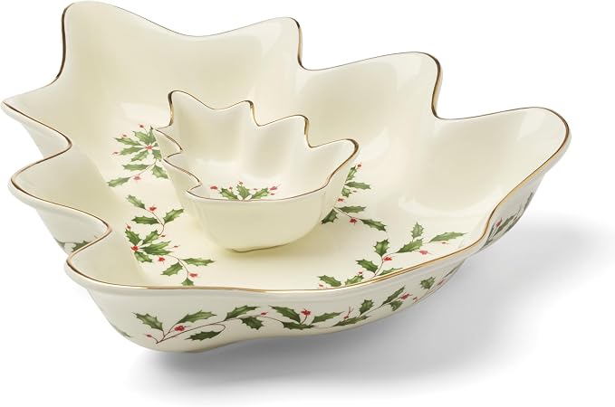 Lenox Holiday Tree Christmas Chip and Dip Serving Set | dishwasher safe | - Image 2