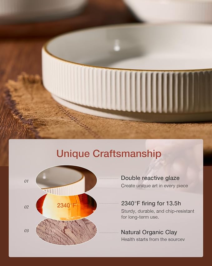 famiware Star 8.25" Pasta Bowls Set of 4, Bowl Plates, Salad Bowls - Image 5