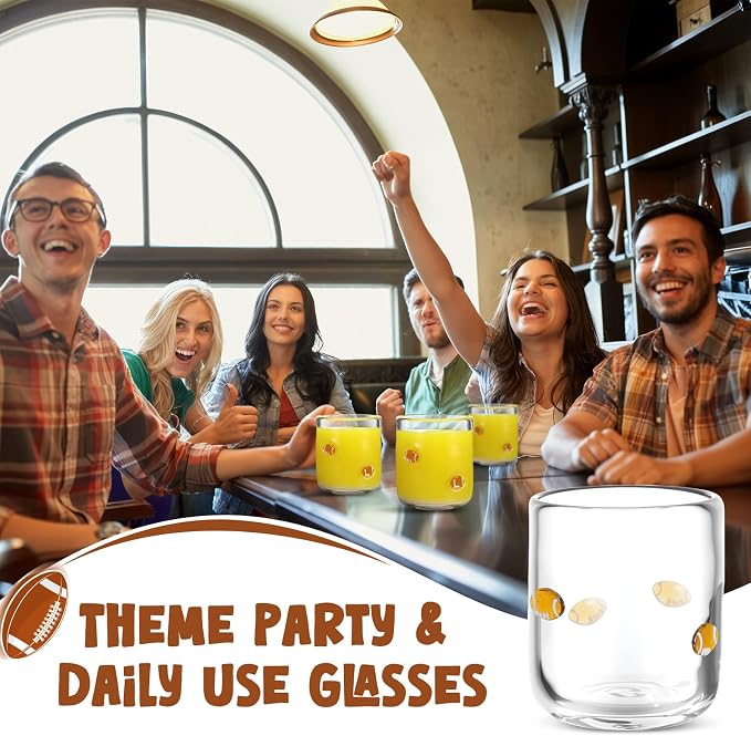 SiliFine 2 PCS Football Icon Juice Glasses, 14 oz Sport Ball Stemless Wine - Image 5