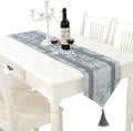 Elegant Gray Table Runner, Ombre Velvet, Double-Layer, Modern Style by Jiino