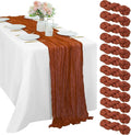 12 Pcs Cheesecloth Table Runner 10FT Terracotta Runner by Sunnyline
