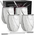 CHILLOUT LIFE 12 oz Stainless Steel Wine Tumblers 4 Pack by CHILLOUTLIFE