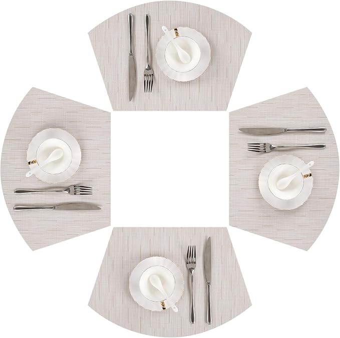 SHACOS Wedge Placemats for Small Round Table Set of 4 Woven Vinyl PVC Placemats by SHACOS