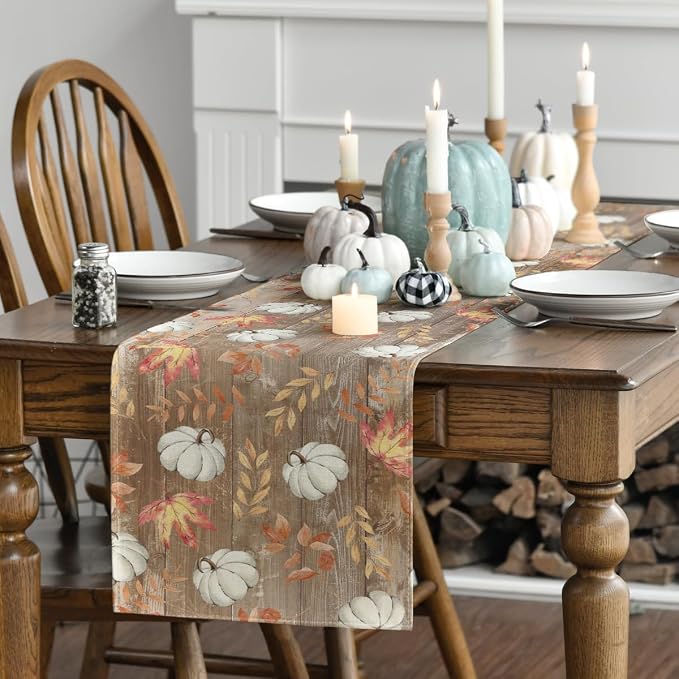 Artoid Mode 210 GSM Fall Table Runner 13x108 Inch Home Party Decor | Pumpkins - Image 3
