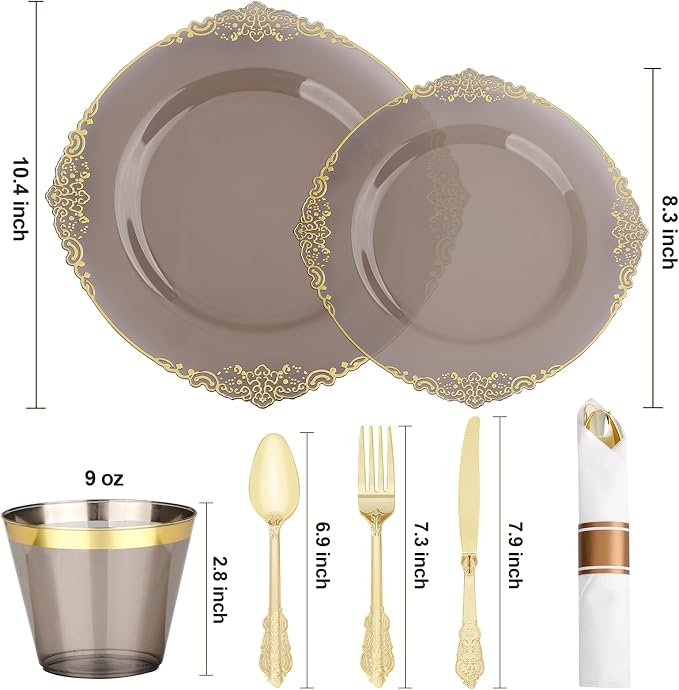 Bestluck 350PCS Black Disposable Dinnerware - Image 2