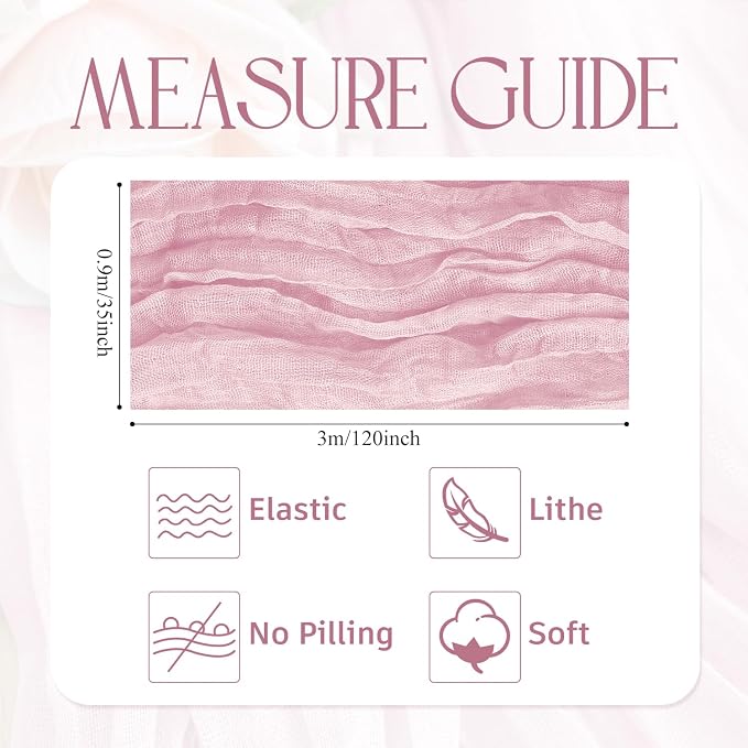 Cheesecloth Table Runner Blush Pink 10FT Boho Gauze Runner, 2 Pack | 120 Inch - Image 2
