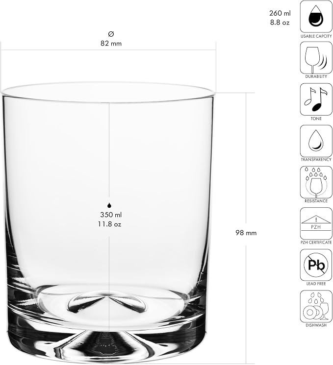 Krosno Whisky Glasses | Set of 6 | 11.8 oz | Mixology Collection | Drinking - Image 2