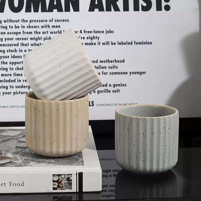 Vintage Ceramic Mug, Japanese Tea Cup 6oz Striped Cup No Handle Drinking Cup - Image 3