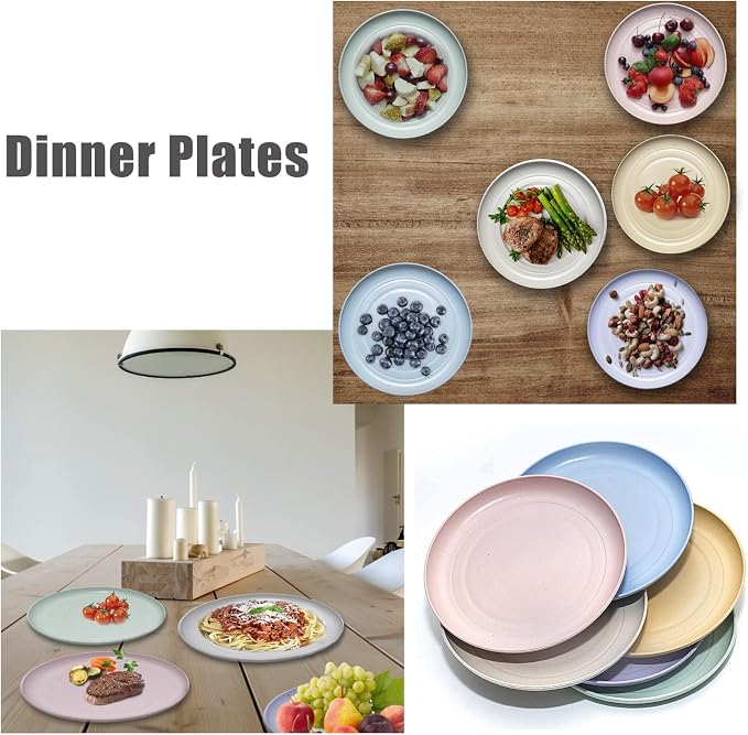 DAPIPIK 6 PACK 6 Inches wheat straw plates, Unbreakable Deep Dinner Plates - Image 6