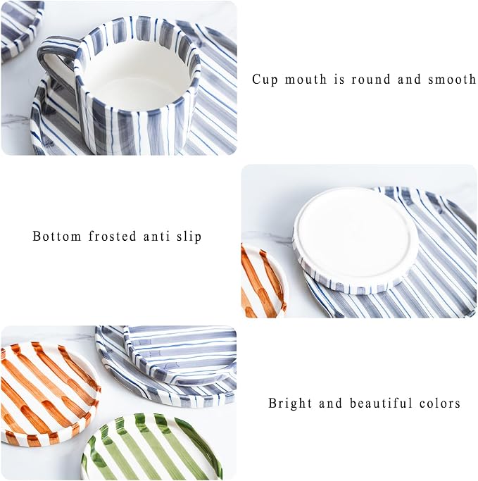 Espresso Cups Ceramic Coffee Mug Series European Striped Dot Coffee Cup And - Image 4