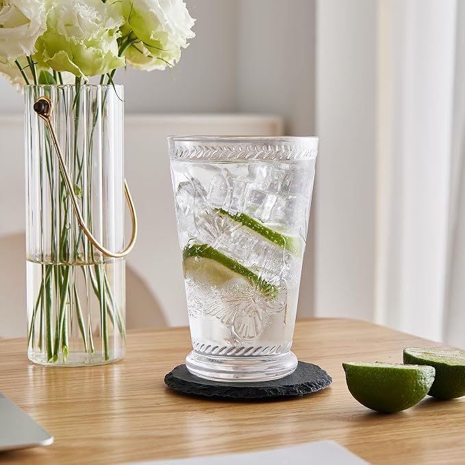 4 Pack Embossed Vintage Mixed Drinking Glasses, 12 Oz & 9 Oz Glasses | Embossed - Image 7