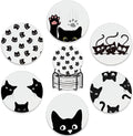 Drink Coasters Set of 6 with Holder, Cute Black Cat Absorbent Ceramic Coasters by BUYIDUI