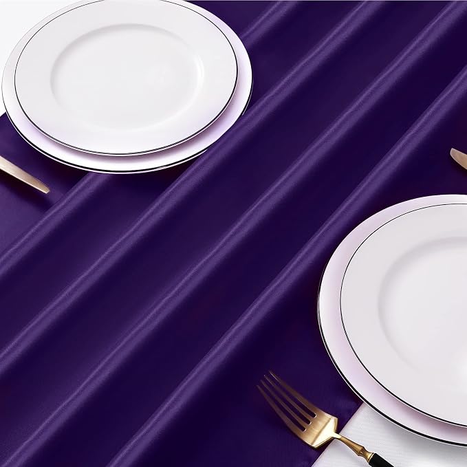 Manyshofu Dark Purple Satin Table Runner 12x108 - Image 3