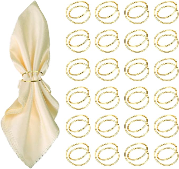 Gold Napkin Rings-24 PCS Metal Spiral Napkin Rings | Napkin Holders Buckles by FORESRUM