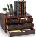 Bamboo Desk Organizer, 100% Natural Bamboo Desktop Drawer Organizer, Dark Brown by DEAYOU