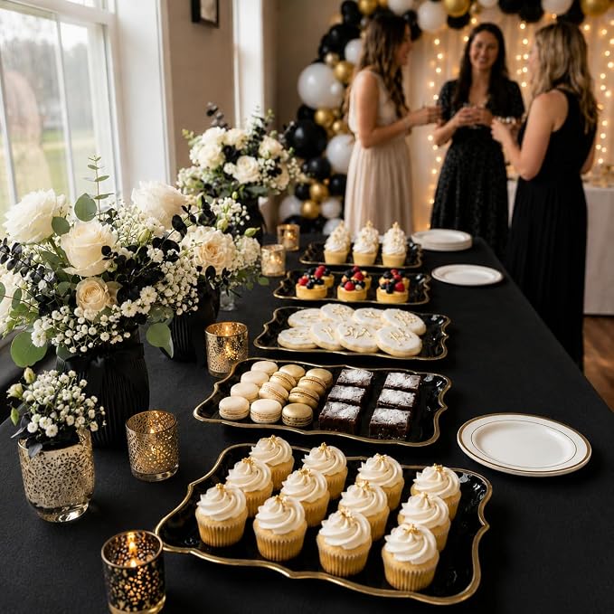 Black & Gold Rectangle Dessert Trays, 10 Pack, Appetizers, Weddings And Parties - Image 5
