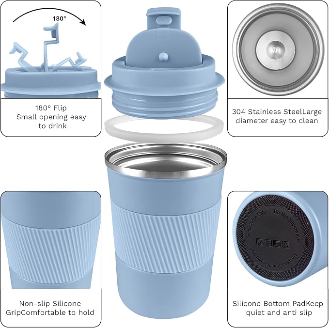 Insulated Travel Coffee Mug, Stainless Steel Coffee Cup - Image 3