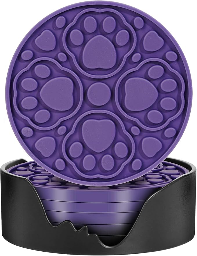 Purple Silicone Drink Coasters Set of 6 by Bangkee