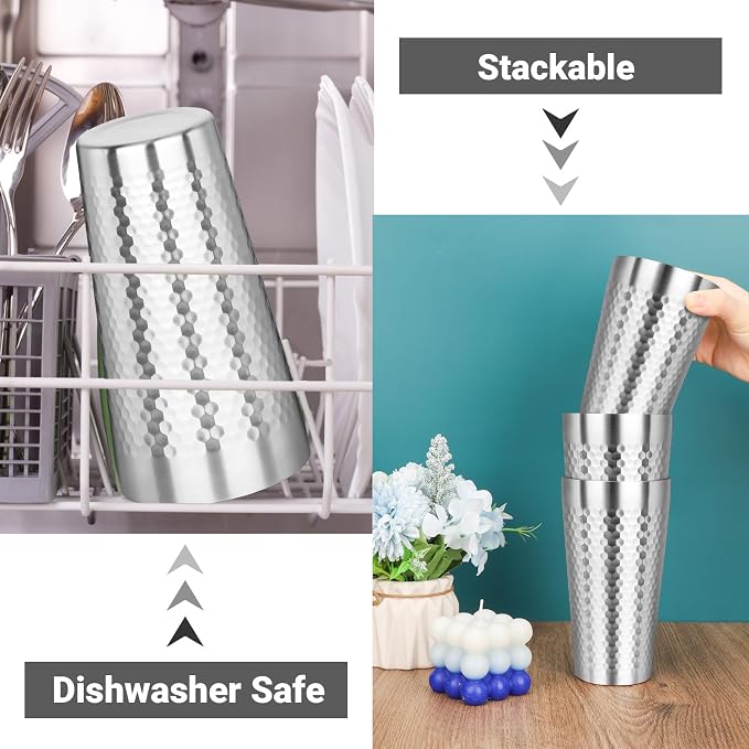 Metal Cup, 19 oz Insulated Tumbler, 4 Pack Double Wall Unbreakable Stackable - Image 5