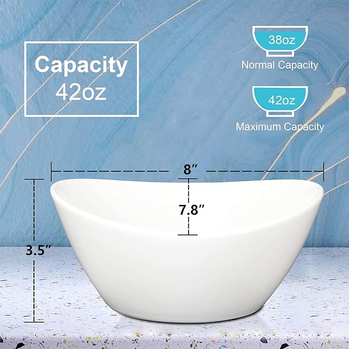 GarveeHome 8 in Ceramic Deep Soup Bowls & Salad Bowls - 42 oz Large Bowls Set - Image 5