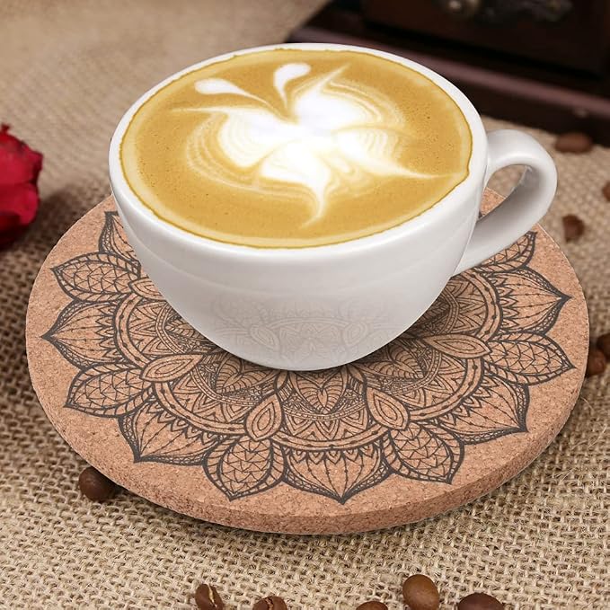 ionEgg Cork Coasters for Drinks Reusable Cup Coaster for Cold or Warm Drinks - Image 2