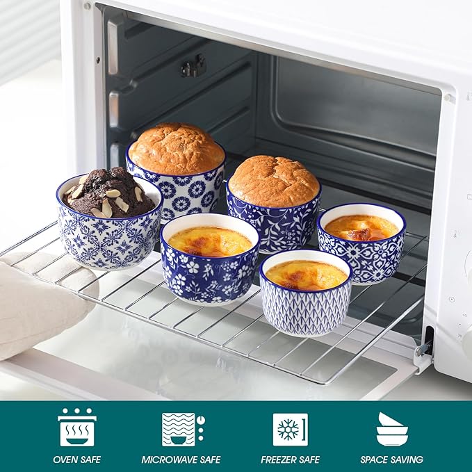 vancasso Selene 6 Oz Porcelain Ramekins Set of 6, Soufflé Dessert Cups | - Image 4