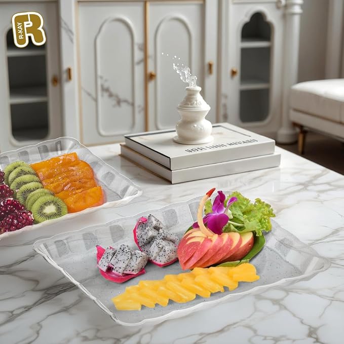 6 Pack Silver Glitter Plastic Serving Trays - Image 3