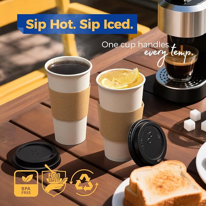 Fit Meal Prep 100 Pack 20 oz Disposable Coffee Cups - Image 5