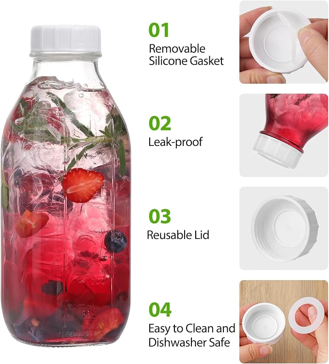 CUCUMI 2 Pack 32 Oz Glass Milk Bottle - Image 5